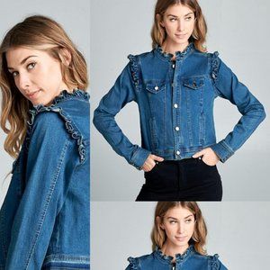 Ellison Ruffle Denim Jacket L